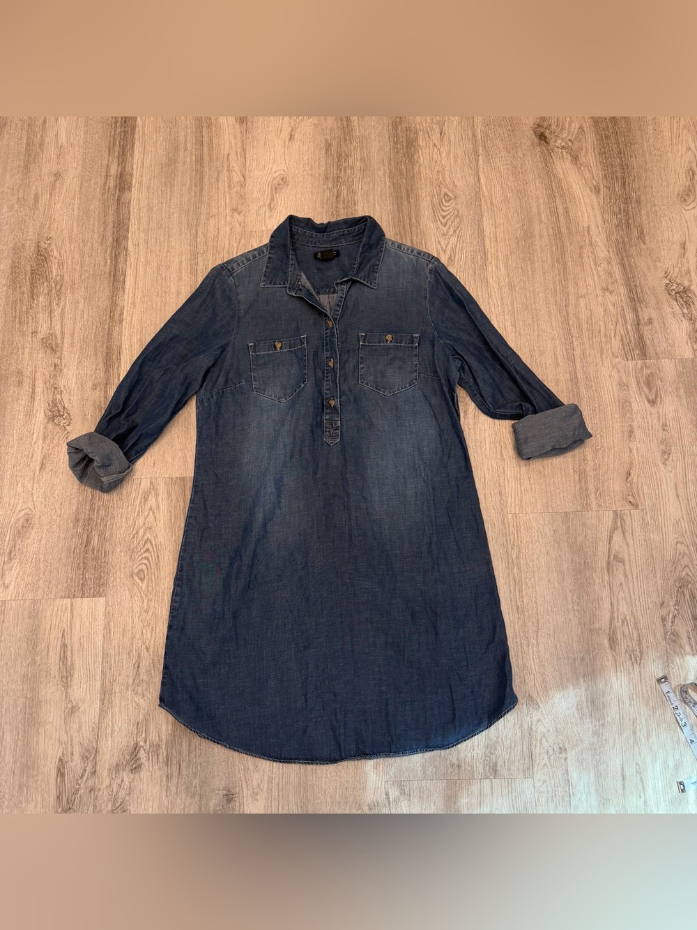Lucky Brand Chambray Shirt Dress Tencel Linen Blend Size Medium